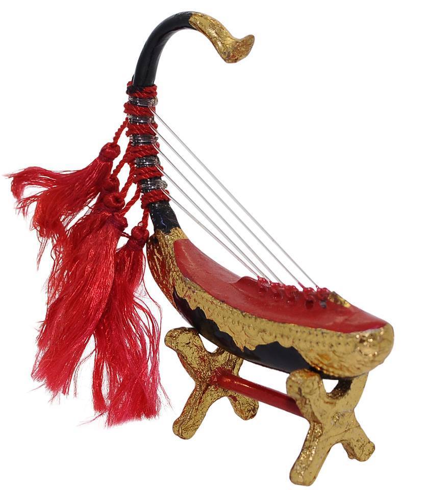 Minature Burmese Golden Harp Myanmar Handicrafts Souvenirs Music String  Instrument