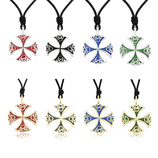 Celtic German Cross Silver Pewter Gold Brass Charm Necklace Pendant Jewelry