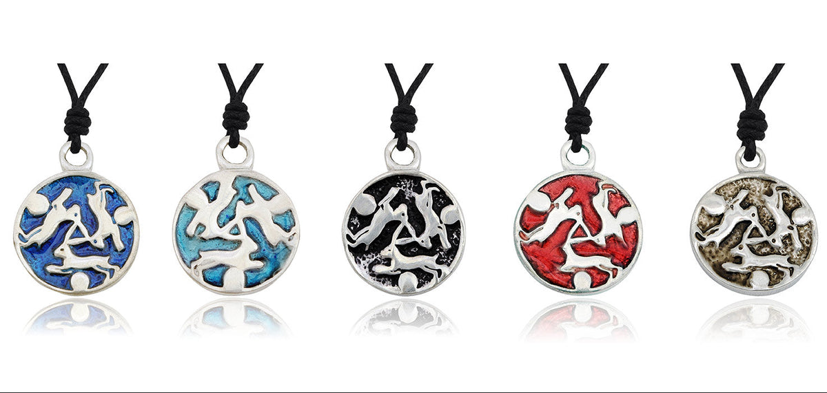 Trinity Rabbits Blue Ranger Design Silver Pewter Charm Necklace Pendant Jewelry ...