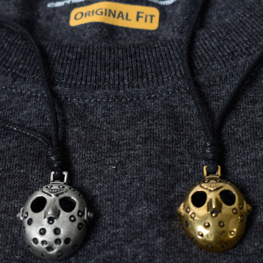 New Jason Hockey Mask Silver Pewter Gold Brass Charm Necklace Pendant Jewelry