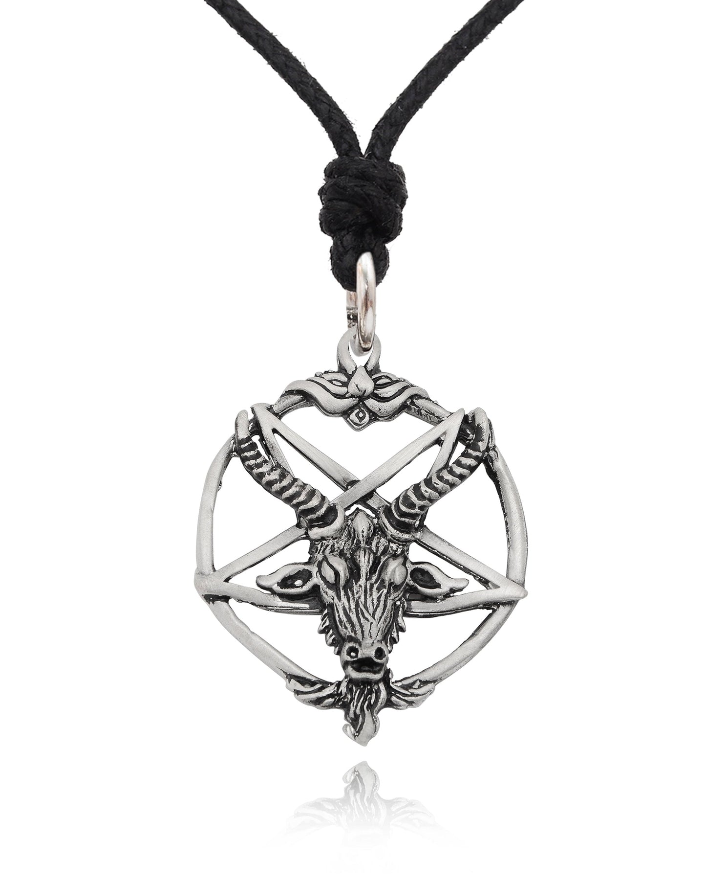 Pagan Goat Head Silver Pewter Charm Necklace Pendant Jewelry With pagan-goat-head-silver-pewter-charm-necklace-pendant-jewelry-with