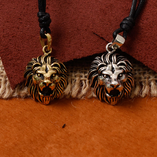 Lion Head 92.5 Sterling Silver Pewter Gold Brass Charm Necklace Pendant Jewelry