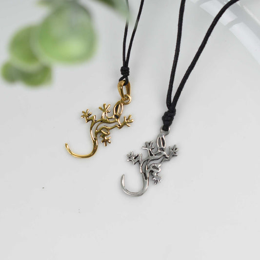 Flawless Lizard 92.5 Sterling Silver Gold Brass Necklace Pendant Jewelry