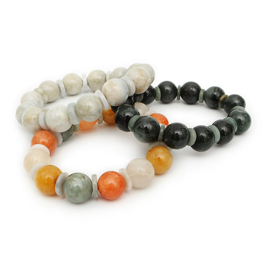 New Fashion Men/ Women 14 mm Natural Genuine Jade Round Bead Bracelet Jewelry