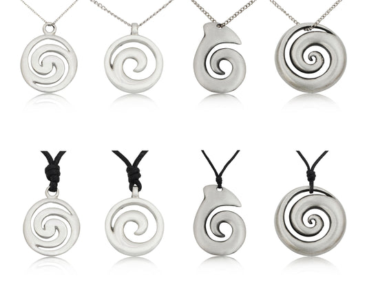 Maori Koru Silver Pewter Charm Necklace Pendant Jewelry