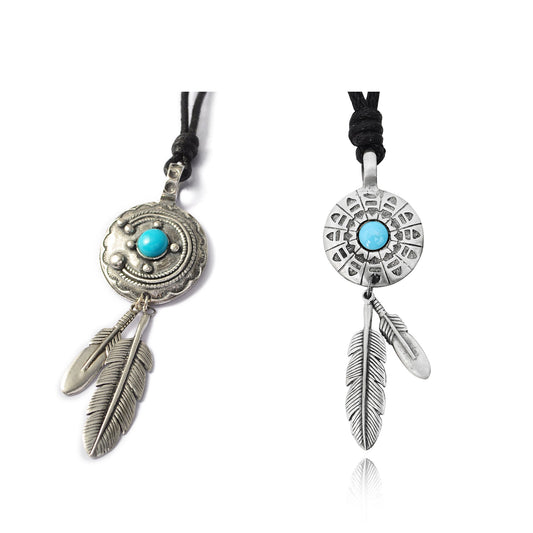 Lovely Native American Indian Silver Pewter Charm Necklace Pendant Jewelry