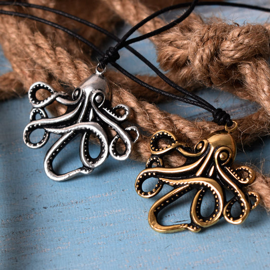 Octopus Handmade Gold Brass Necklace Pendant Jewelry