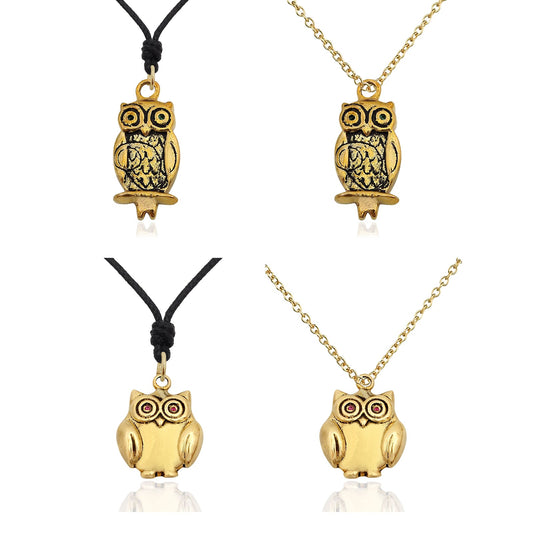 Lovely Owl Bird Handmade Brass Necklace Pendant Jewelry