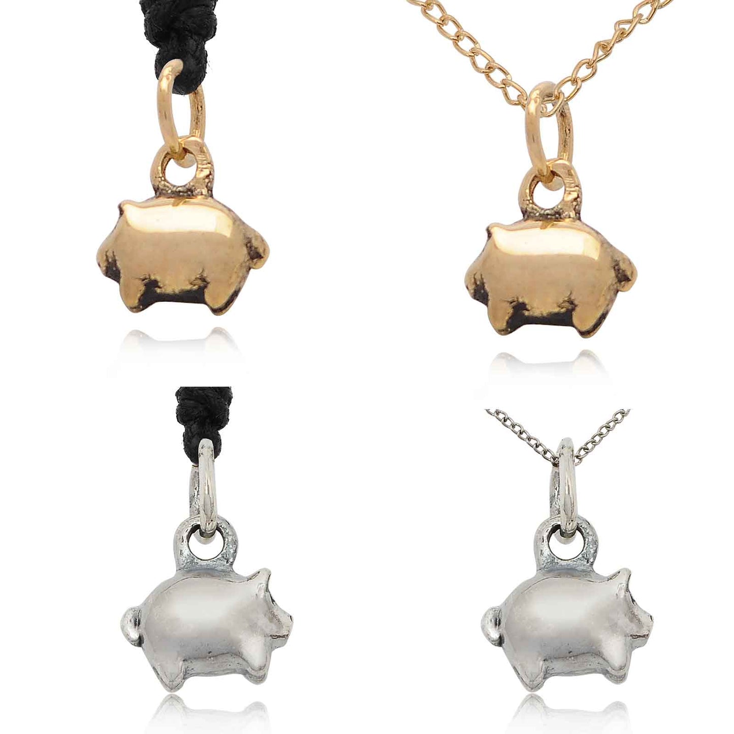 Detailed Pig's Head 92.5 Sterling Silver Pewter Brass Necklace Pendant Jewelry