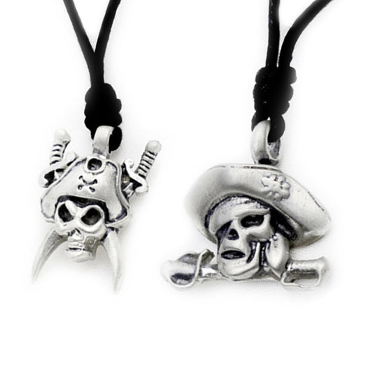 Original Pirate Silver Pewter Charm Necklace Pendant Jewelry