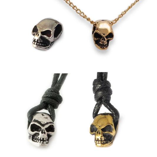 Little Baby Skull Silver Pewter Gold Brass Charm Necklace Pendant Jewelry