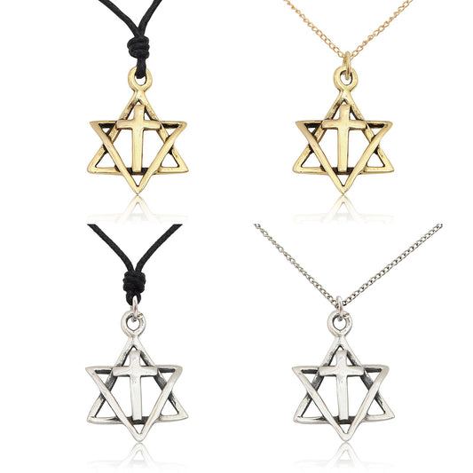 Jewish Jesus Star of David 92.5 Sterling Silver Brass Necklace Pendant Jewelry