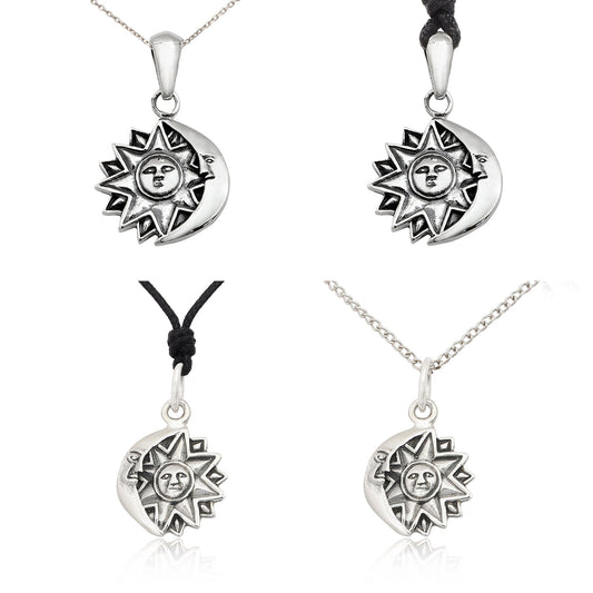 Sun and Moon 92.5 Sterling Silver Necklace Pendant Jewelry