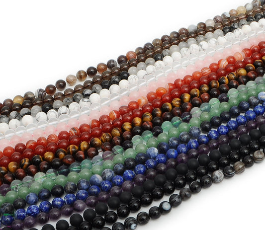 Mala Beads 10mm Natural Gemstones Round Beads Necklace 16' inches Long Crystals