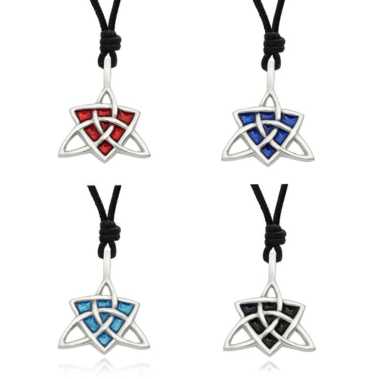 Color Celtic Trilogy Triquetra Knot Silver Pewter Charm Necklace Pendant Jewelry