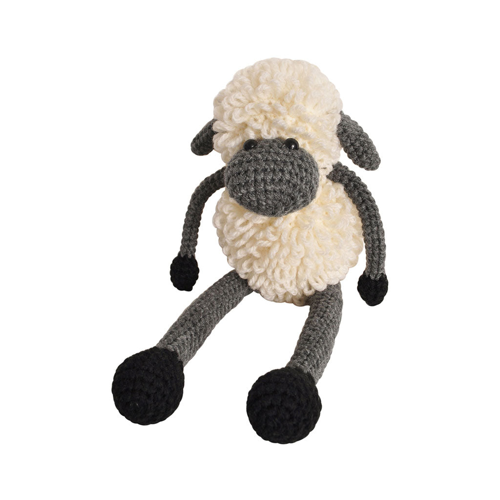 Cream-Grey Sheep Handmade Amigurumi Stuffed Toy Knit Crochet Doll VAC