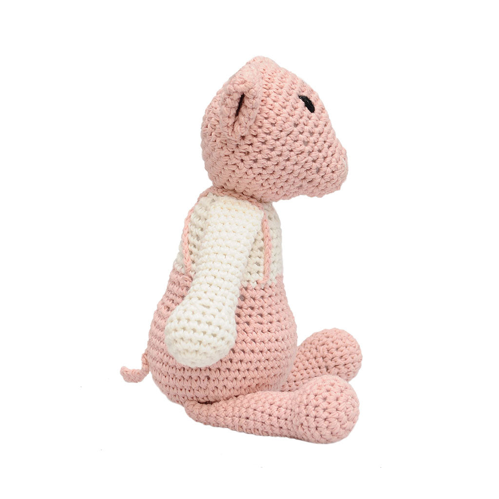 Pink-Cream Piggy Handmade Amigurumi Stuffed Toy Knit Crochet Doll VAC