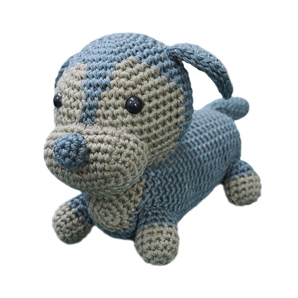 Blue;brown Dachshund dogs Handmade Amigurumi Stuffed Toy Knit Crochet Doll VAC