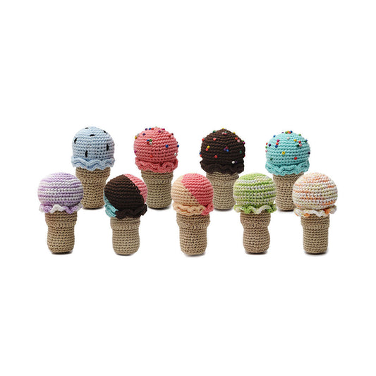 2-Flavor Scoop Ice Cream Crochet Doll Handmade Amigurumi Plush Toy VAC