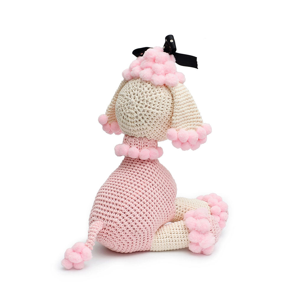 Cream-Pink Poodle Handmade Amigurumi Stuffed Toy Knit Crochet Doll VAC