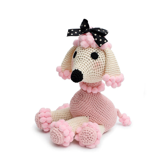 Cream-Pink Poodle Handmade Amigurumi Stuffed Toy Knit Crochet Doll VAC