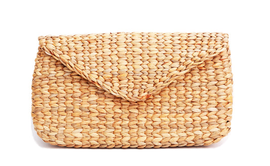 Knitted Bamboo Rattan Straw Sea Grass Clutch Bag Handbag Purse Wallet Natural
