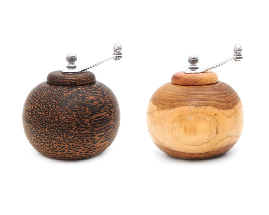 Coconut Wood Round-shape Pepper Mill Pepper and Salt Grinder