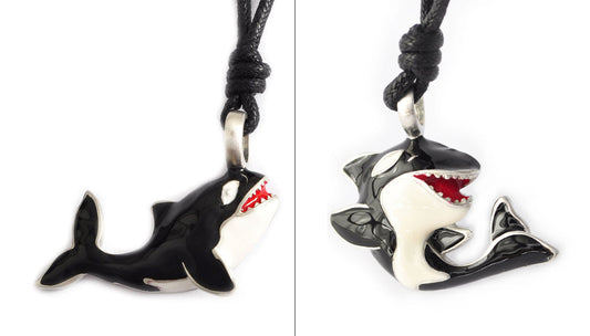 Killer Whale Silver Pewter Charm Necklace Pendant Jewelry