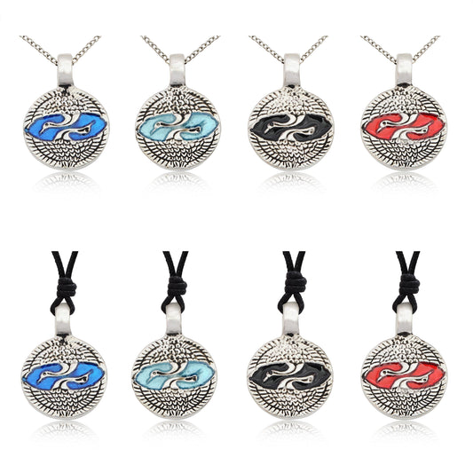 Colorful Swan Ying Yang Silver Pewter Charm Necklace Pendant Jewelry