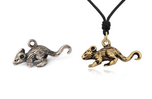 Rat Sterling Silver Gold BrassCharm Necklace Pendant Jewelry