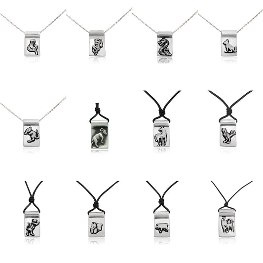 Chinese Zodiac Silver Pewter Charm Necklace Pendant Jewelry Various Style