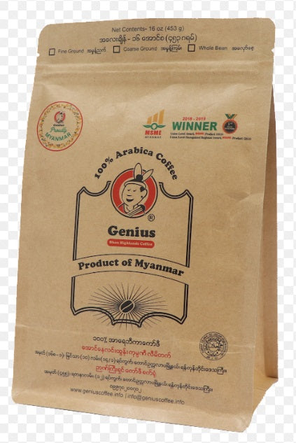 Genius 100% Arabica Coffee 453g Shan Highlands Coffee- Myanmar Food Burma