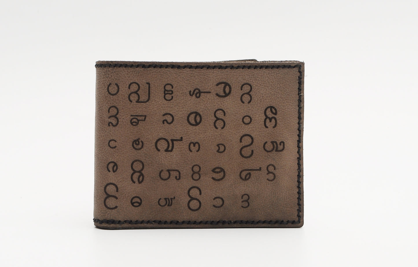 Myanmar Alphabet Leather Wallet Handmade - Money Credit Card ID Holder Art