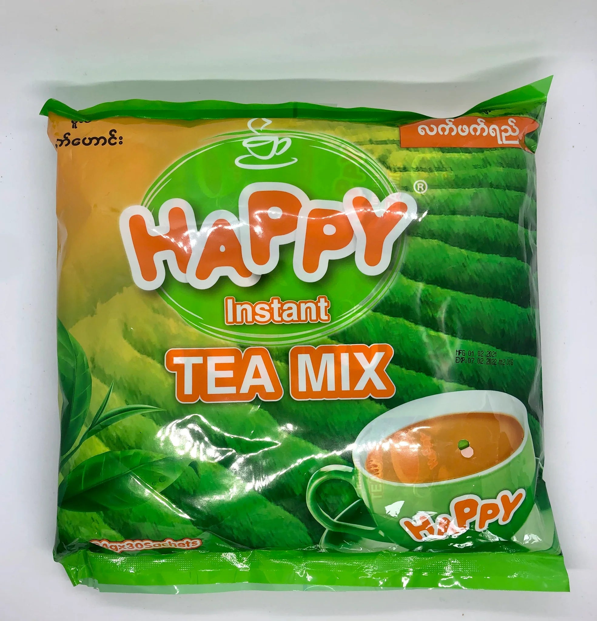 Happy Instant Tea Mix 22g x 30 sachets 660g - Myanmar Food Burma ...