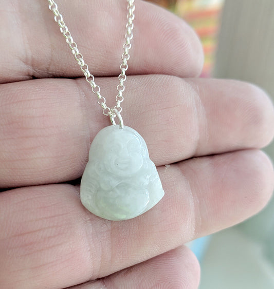 Burmese Jade Fat Zen Buddha Necklace Pendant Jewelry 9.5 Carats Gemstone Carving