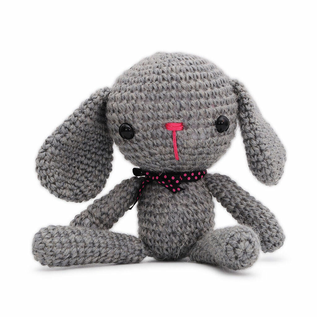 Small Long-Legged Bunny Handmade Amigurumi Stuffed Toy Knit Crochet Doll VAC