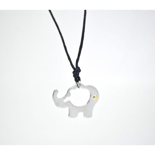 Cute Abstract Elephant Stainless Steel & 18K Gold Necklace Pendant Jewelry