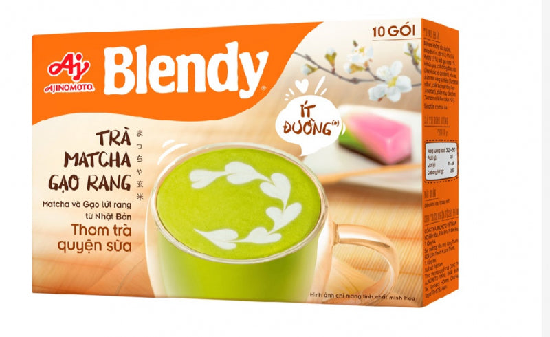 Blendy Instant Milk Tea Matcha, Royal & Roasted Rice Matcha Tea (Less Sugar)